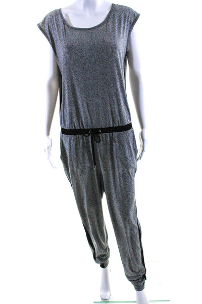 Michael Michael Kors Womens Gray Herringbone Zip Back Sleeveless Jumpsuit Size M