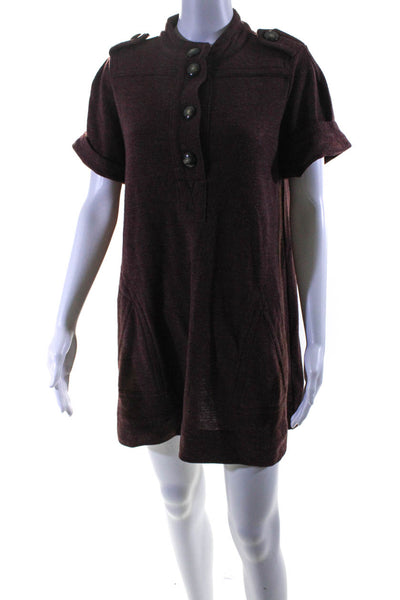 Marc By Marc Jacobs Womens Red Wool Henley Short Sleeve A-line Dress Size L