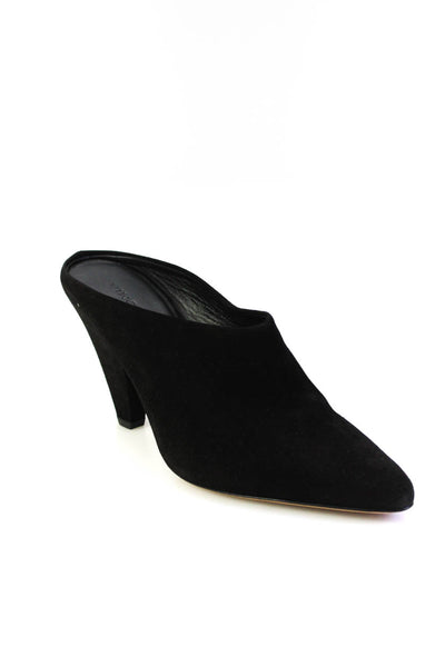 Vince Womens Block Heel Pointed Toe Emberly Mules Pumps Black Suede Size 10M
