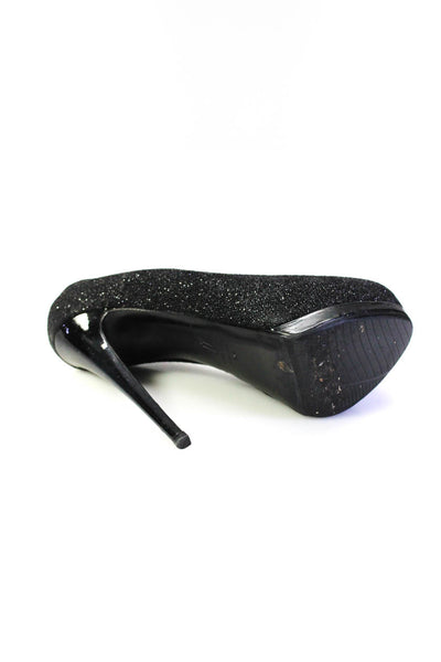 Giuseppe Zanotti Design Womens Stiletto Metallic Knit Peep Toe Pumps Black 39.5