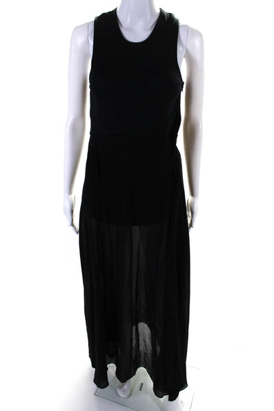 Rachel Rachel Roy Womens Black Ribbed Crew Neck Sleeveless Maxi Dress Size M