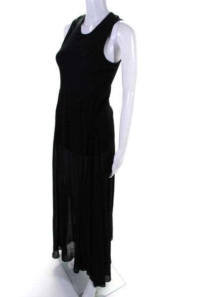 Rachel Rachel Roy Womens Black Ribbed Crew Neck Sleeveless Maxi Dress Size M