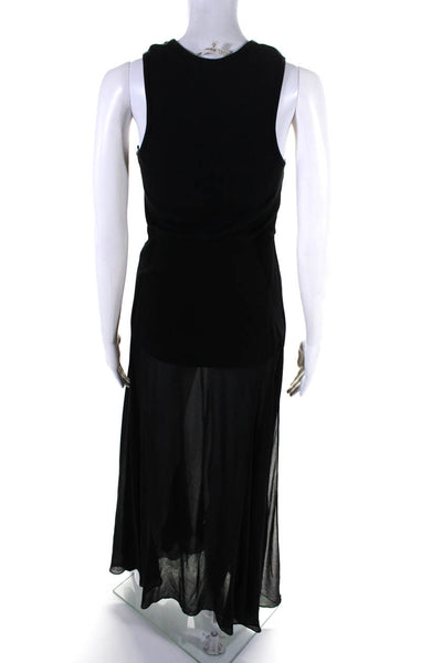 Rachel Rachel Roy Womens Black Ribbed Crew Neck Sleeveless Maxi Dress Size M