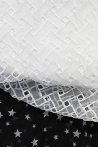Zara Womens Cotton Textured Geometric Long Sleeve Tops White Size S M Lot 2
