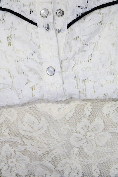 Cindi Gindi Womens Lace Button Up Shirt Blouse White Beige Size Medium Lot 2