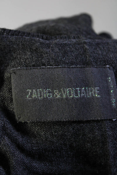 Zadig & Voltaire Womens V Neck Studded Sunshine Knit Tank Top Gray Wool Size XS