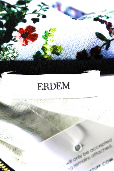 Erdem Womens Stretch Floral Print Round Neck Sleeveless Midi Dress Blue Size 8