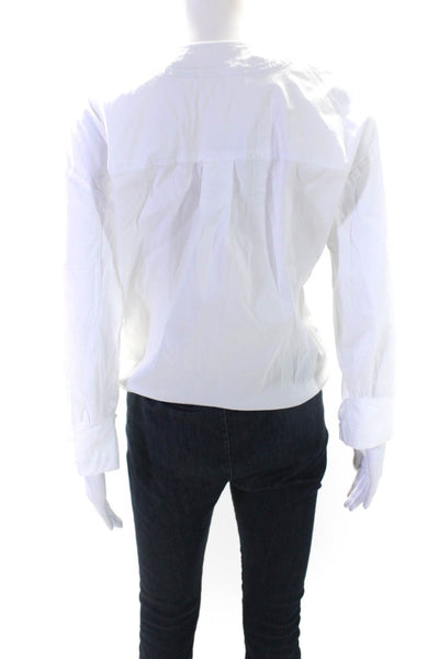 Veronica Beard Womens Cotton Long Sleeve V Neck Blouse White Size 0