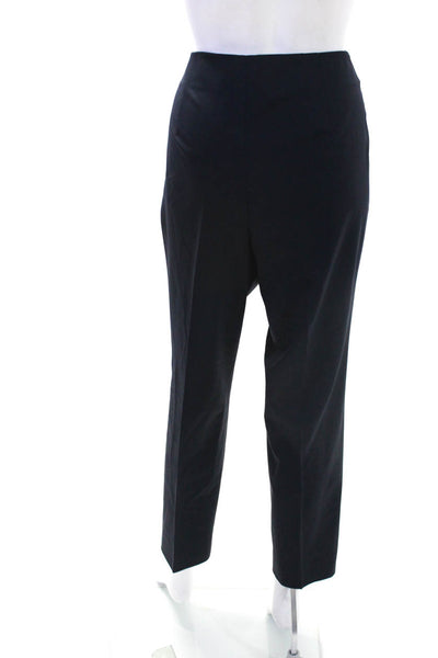 Lafayette 148 New York Women's Zip Closure Straight Leg Pant Navy Blue Size 12