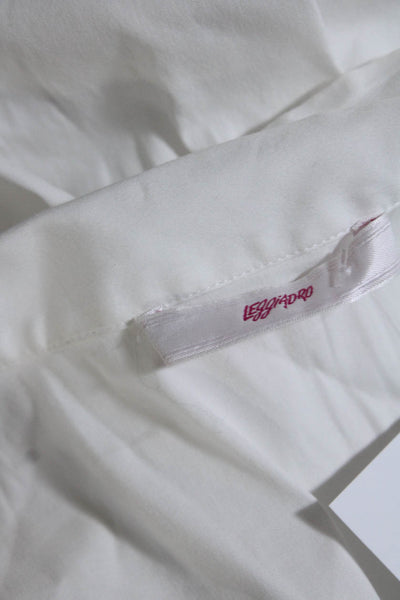 Leggiadro Women's Collared Long Sleeves Button Down Shirt White Size M