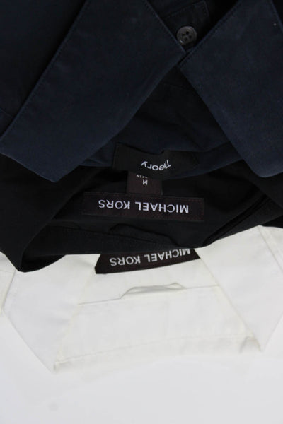 Michael Kors Theory Mens Button Down Dress Shirts White Black Size Medium Lot 3