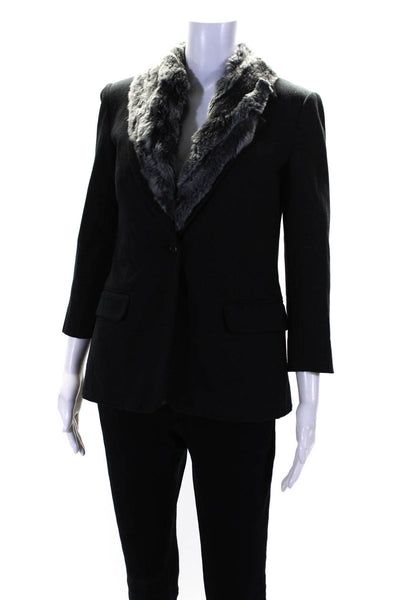 Elizabeth and James Womens Single Button Blazer Jacket Black Size Extra Small