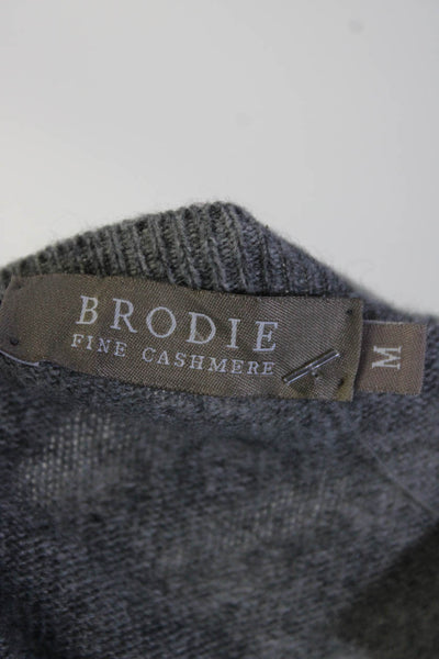 Brodie Womens Cashmere Graphic Print Long Sleeve Pullover Sweater Gray Size M