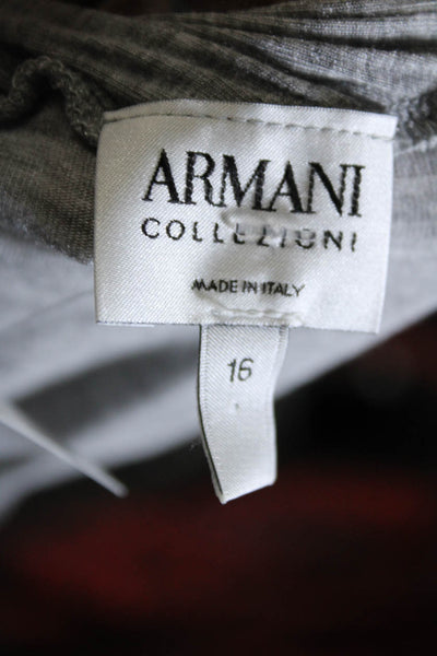 Armani Collezioni Women's Round Neck Short Sleeves Basic T-Shirt Gray Size 16