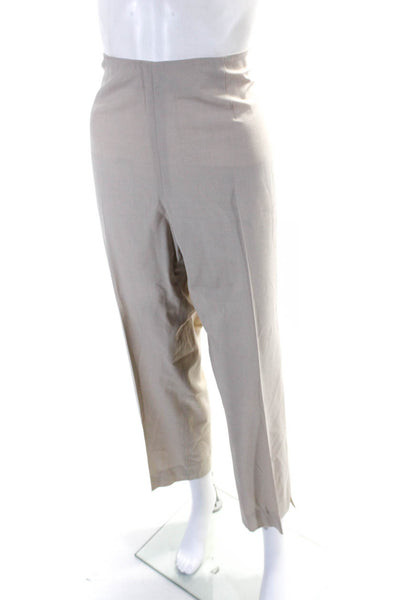 Leggiadro Women's Zip Closure Flat Front Straight Leg Dress Pant Cream Size 14