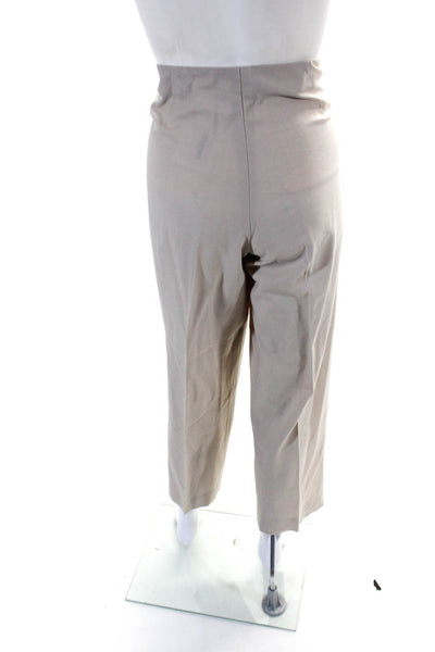 Leggiadro Women's Zip Closure Flat Front Straight Leg Dress Pant Cream Size 14