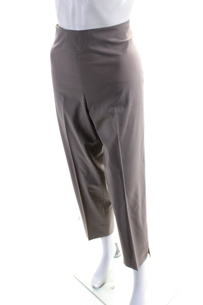 Leggiadro Women's Flat Front Zip Closure Straight Leg Dress Pant Beige Size 16