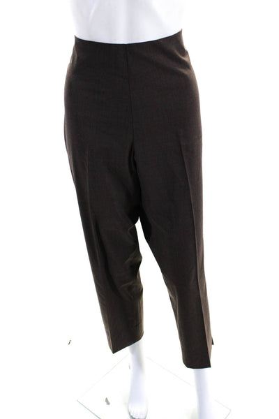 Leggiadro Women's Zip Closure Flat Front Straight Leg Dress Pant Brown Size 16