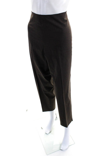 Leggiadro Women's Zip Closure Flat Front Straight Leg Dress Pant Brown Size 16