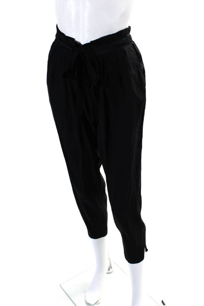 Ramy Brook Women's Paper Bag Waist Pleated Front Ankle Pant Black Size S