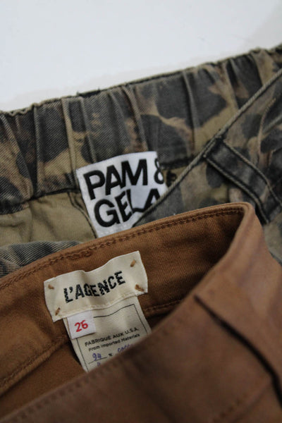Pam & Gela Women's Elastic Waist Tapered Leg Animal Print Pant Size S Lot 2