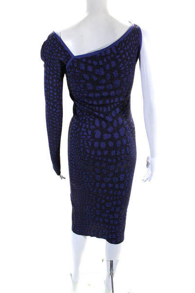 M Missoni Womens Spotted One Shoulder Long Sleeved Bodycon Dress Purple Size 4