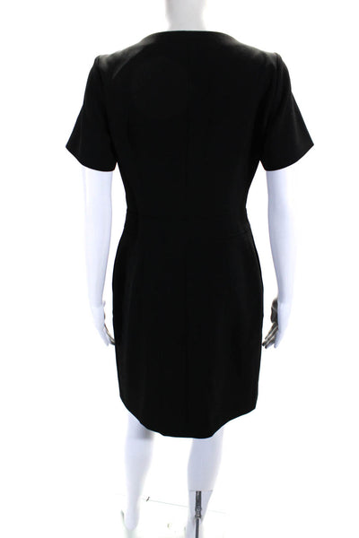 Hugo Hugo Boss Womens V Neck Zippered Pocket Short Sleeved Dress Black Size 4