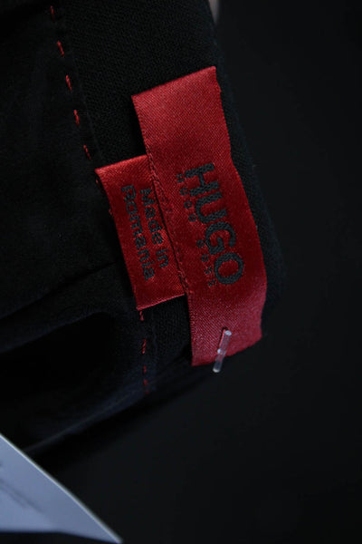 Hugo Hugo Boss Womens V Neck Zippered Pocket Short Sleeved Dress Black Size 4
