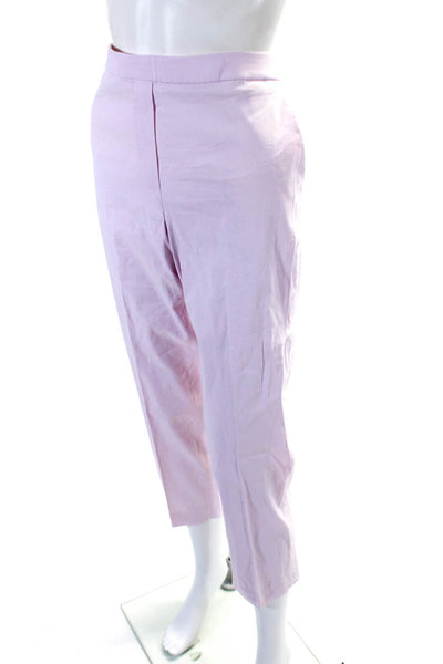 Theory Women's Elastic Waist Flat Front Straight Leg Dress Pant Pink Size 8