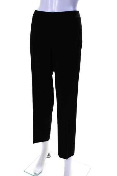 Piazza Sempione Womens Side Zip High Rise Pleated Cropped Pants Black Wool IT 48