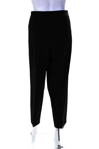 Piazza Sempione Womens Side Zip High Rise Pleated Cropped Pants Black Wool IT 48