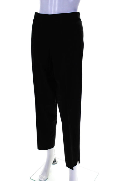 Leggiadro Womens Side Zip High Rise Pleated Straight Leg Dress Pants Black 16