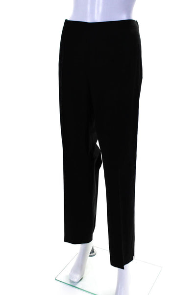 Leggiadro Womens Side Zip High Rise Pleated Straight Leg Dress Pants Black 14