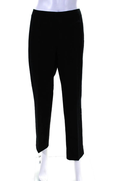 Lafayette 148 New York Womens Side Zip High Rise Pleated Pants Black Cotton 10