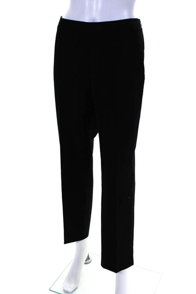 Lafayette 148 New York Womens Side Zip High Rise Pleated Pants Black Cotton 10