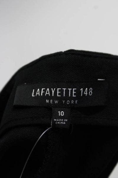 Lafayette 148 New York Womens Side Zip High Rise Pleated Pants Black Cotton 10