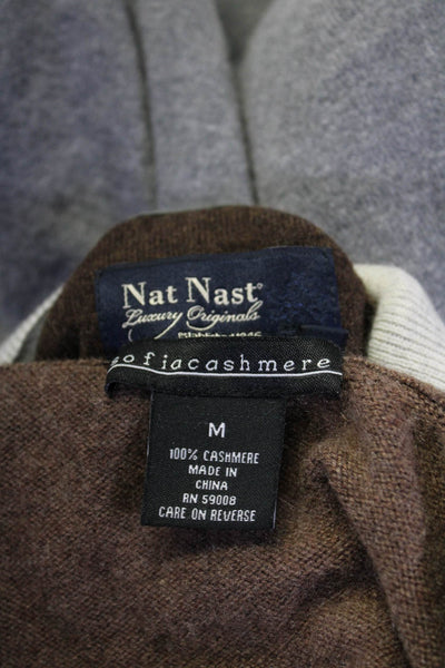 Sofia Cashmere Nat Nast Mens Sweaters Brown Grey Size Medium Large Lot 2