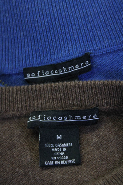 Sofia Cashmere Mens Cashmere Crew Neck Sweaters Brown Blue Size Medium Lot 2
