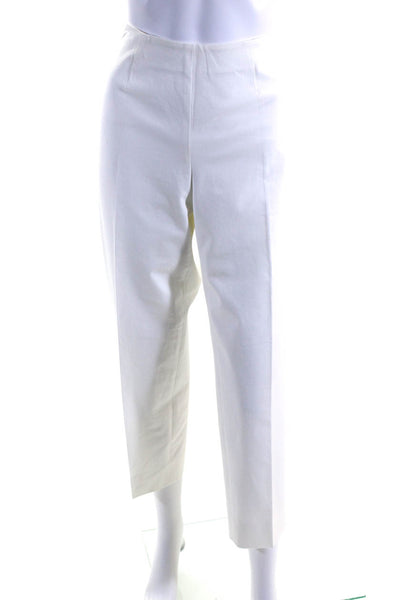 Piazza Sempione Women's Zip Closure Flat Front Straight Leg Pant White Size 12