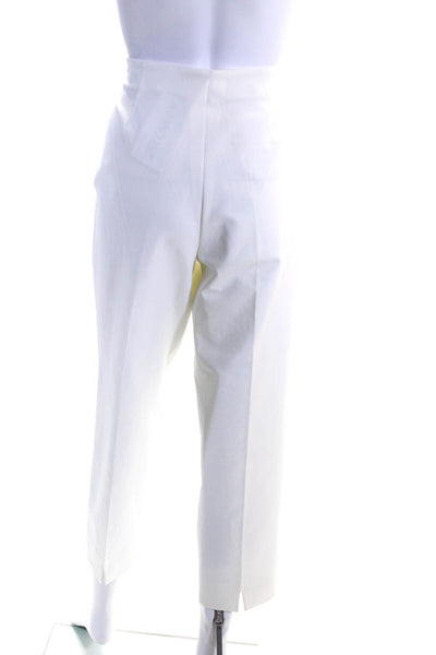 Piazza Sempione Women's Zip Closure Flat Front Straight Leg Pant White Size 12