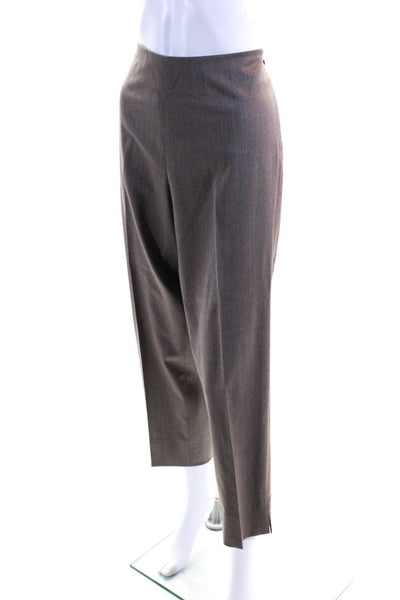 Leggiadro Women's Flat Front Straight Leg Dress Pant Beige Size 16