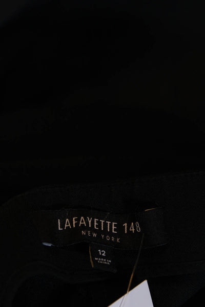 Lafayette 148 New York Women's Flat Front Straight Leg Dress Pant Black Size 12