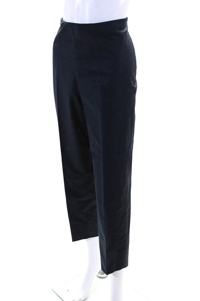 Leggiadro Women's Zip Closure Flat Front Straight Leg Pant Navy Blue Size 16