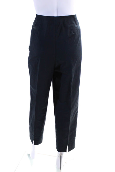 Leggiadro Women's Zip Closure Flat Front Straight Leg Pant Navy Blue Size 16