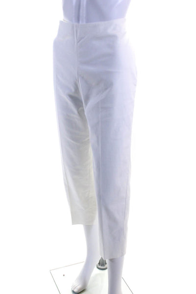 Leggiadro Women's Zip Closure Flat Front Straight Leg Dress Pant White Size 16