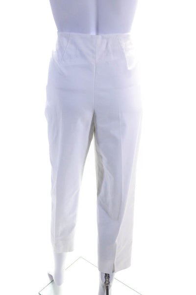 Leggiadro Women's Zip Closure Flat Front Straight Leg Dress Pant White Size 16