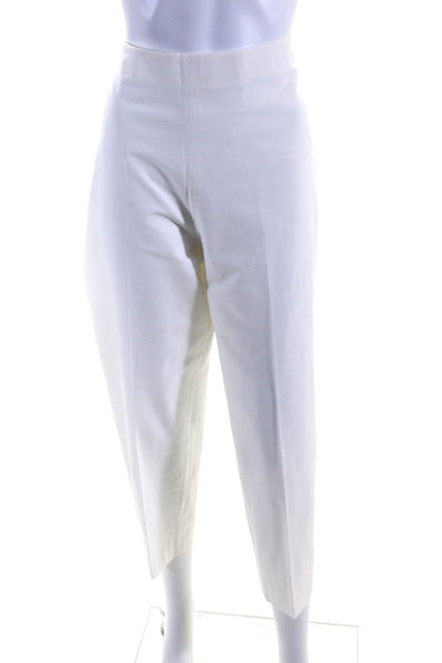 Leggiadro Women's Flat Front Zip Closure Straight Leg Ankle Pant White Size 18