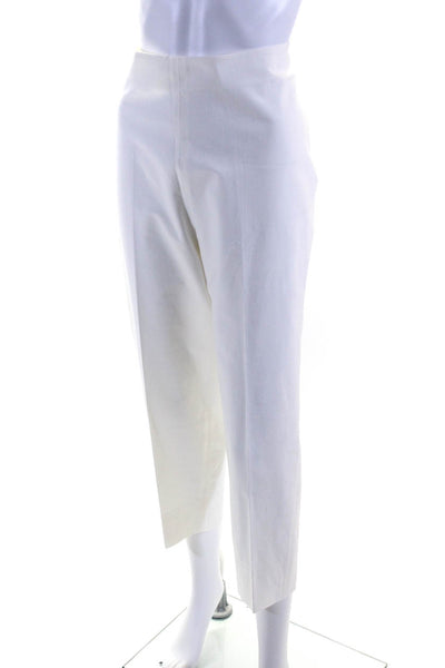 Leggiadro Women's Flat Front Zip Closure Straight Leg Ankle Pant White Size 18