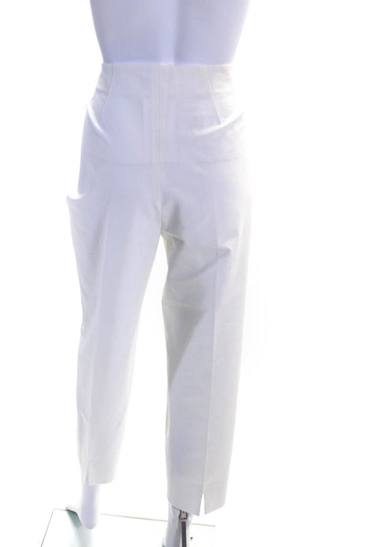 Leggiadro Women's Flat Front Zip Closure Straight Leg Ankle Pant White Size 18