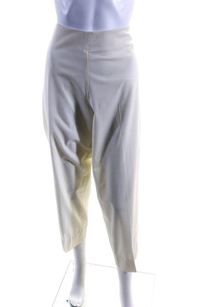 Leggiadro Women's Zip Closure Flat Front Straight Leg Dress Pant Cream Size 18